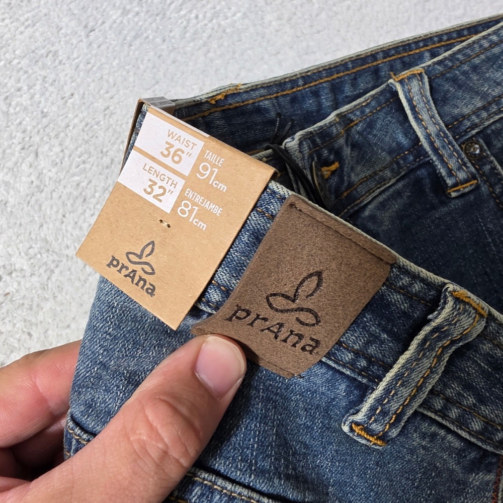 NEW Prana Axiom Jean Mens 36/32 Antique Stone Wash Stretch Straight Leg Denim - Picture 2 of 11